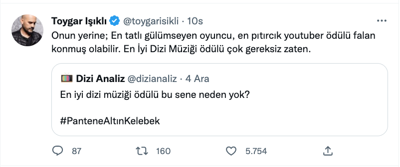 toygar isikli dan olay altin kelebek yorumu